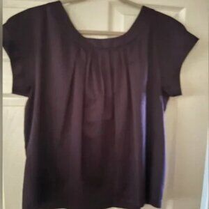 BANANA REPUBLIC amethyst satin blouse, v bow back, LN size L